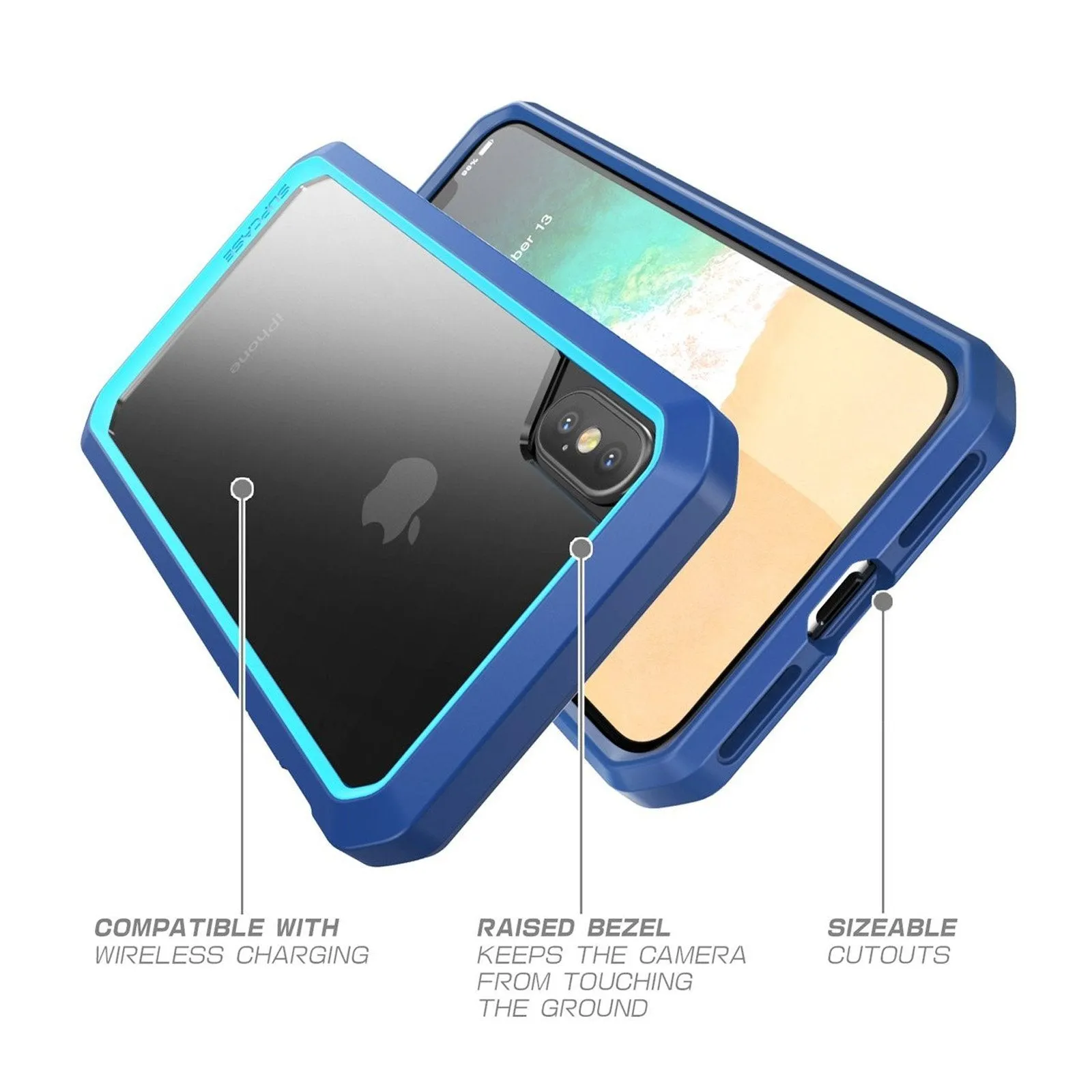 Trendy 2025 iPhone X / XS Unicorn Beetle Clear Bumper Case-Blue  Ends Soon!