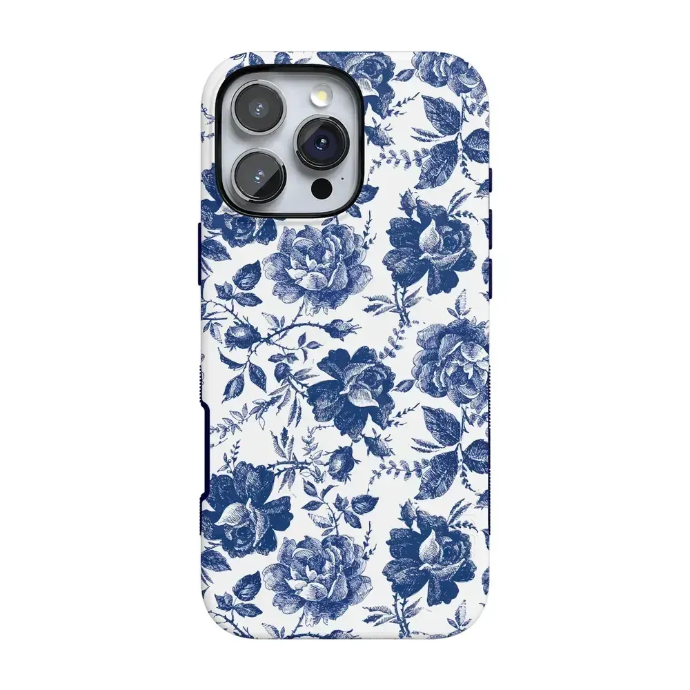 Trendy 2025 Rose to Fame | Blue & White Rose Floral Case  Stylish & Comfortable