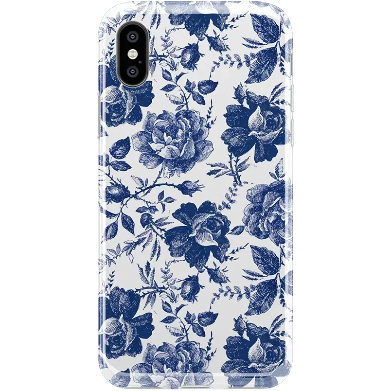 Trendy 2025 Rose to Fame | Blue & White Rose Floral Case  Stylish & Comfortable