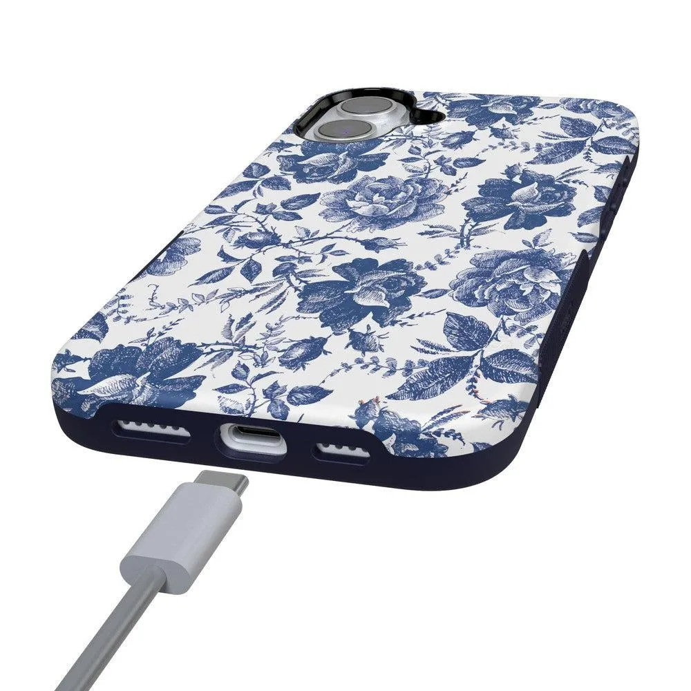 Trendy 2025 Rose to Fame | Blue & White Rose Floral Case  Stylish & Comfortable