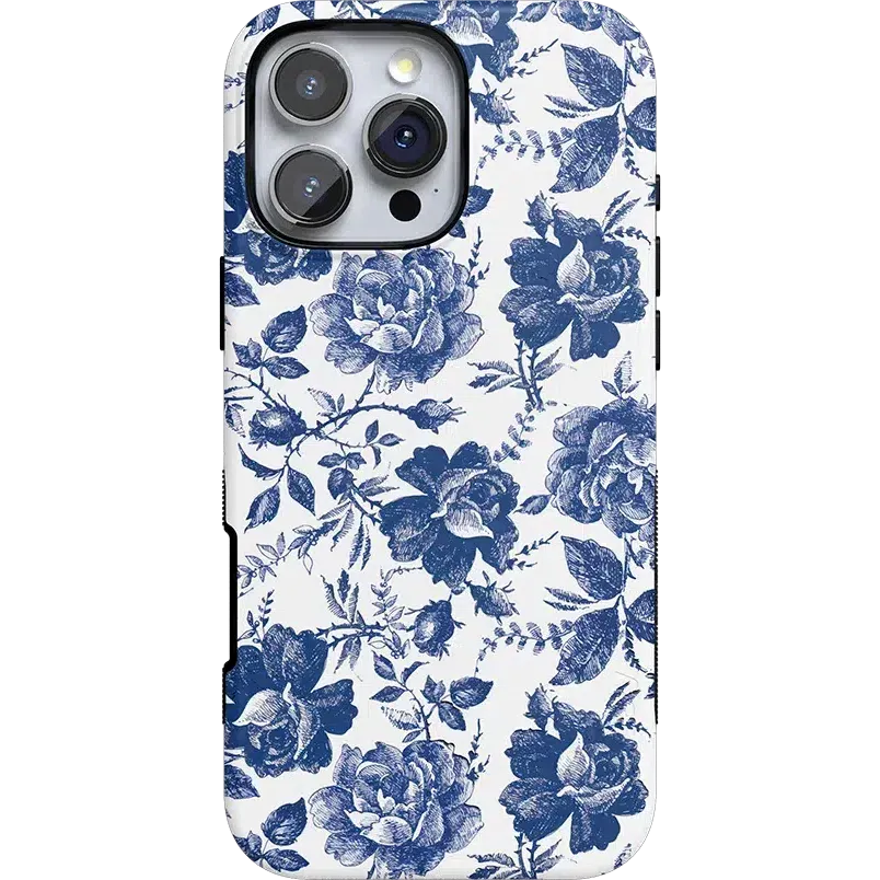 Trendy 2025 Rose to Fame | Blue & White Rose Floral Case  Stylish & Comfortable