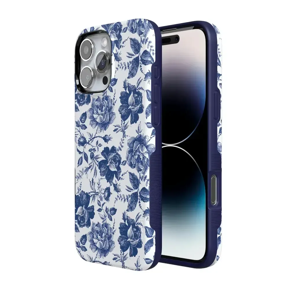 Trendy 2025 Rose to Fame | Blue & White Rose Floral Case  Stylish & Comfortable