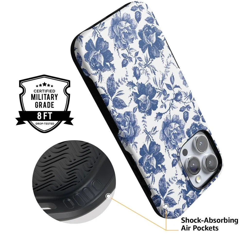 Trendy 2025 Rose to Fame | Blue & White Rose Floral Case  Stylish & Comfortable