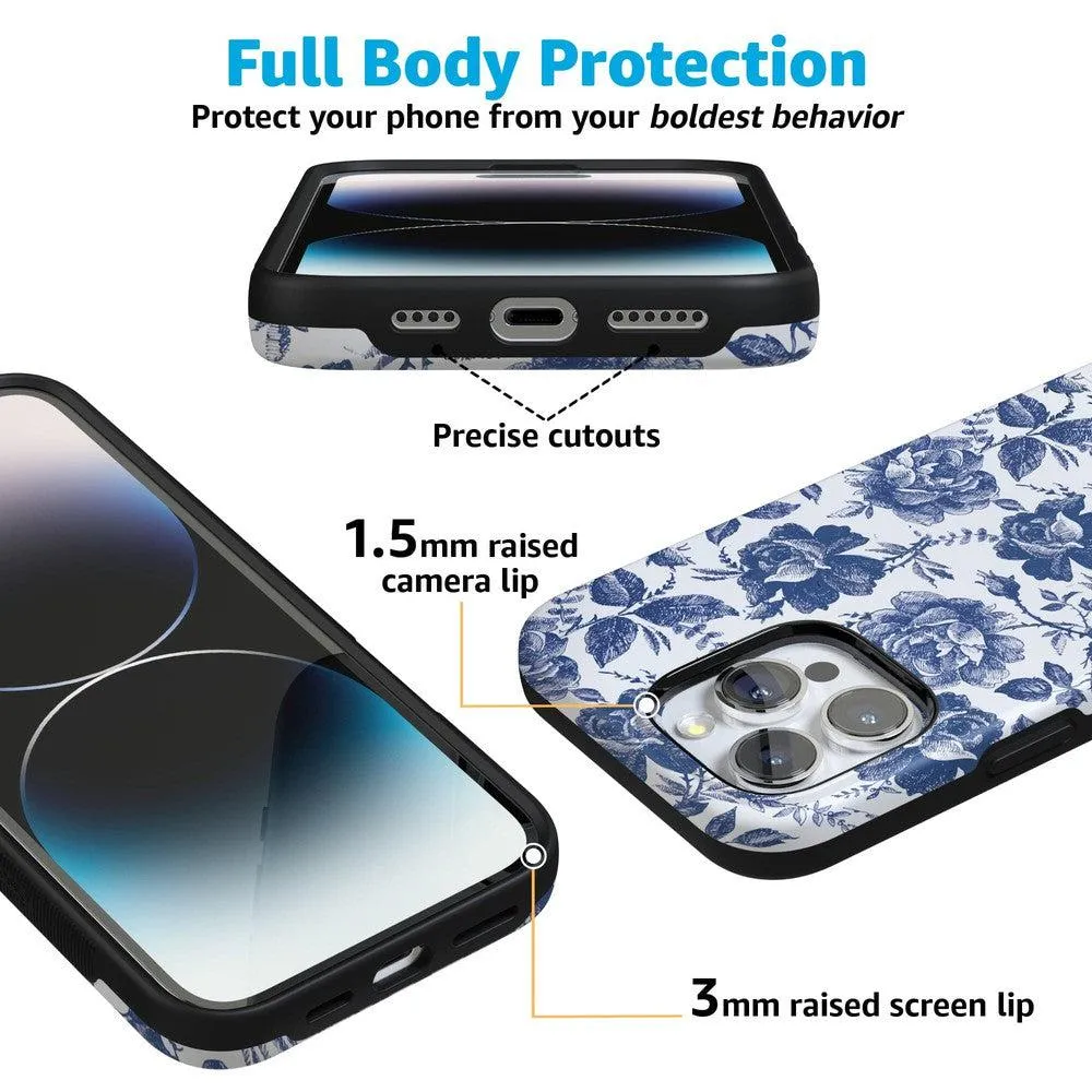 Trendy 2025 Rose to Fame | Blue & White Rose Floral Case  Stylish & Comfortable