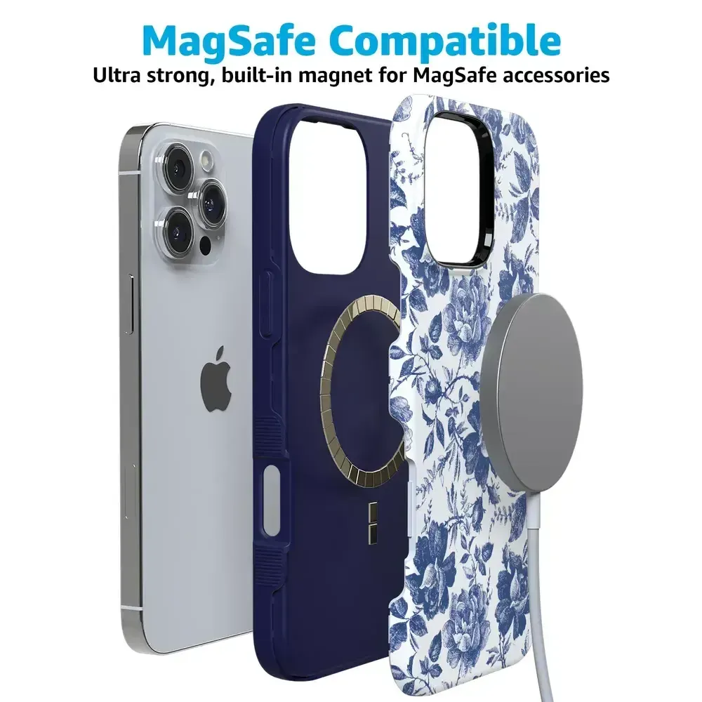 Trendy 2025 Rose to Fame | Blue & White Rose Floral Case  Stylish & Comfortable