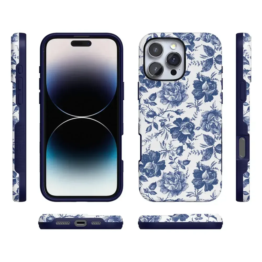 Trendy 2025 Rose to Fame | Blue & White Rose Floral Case  Stylish & Comfortable