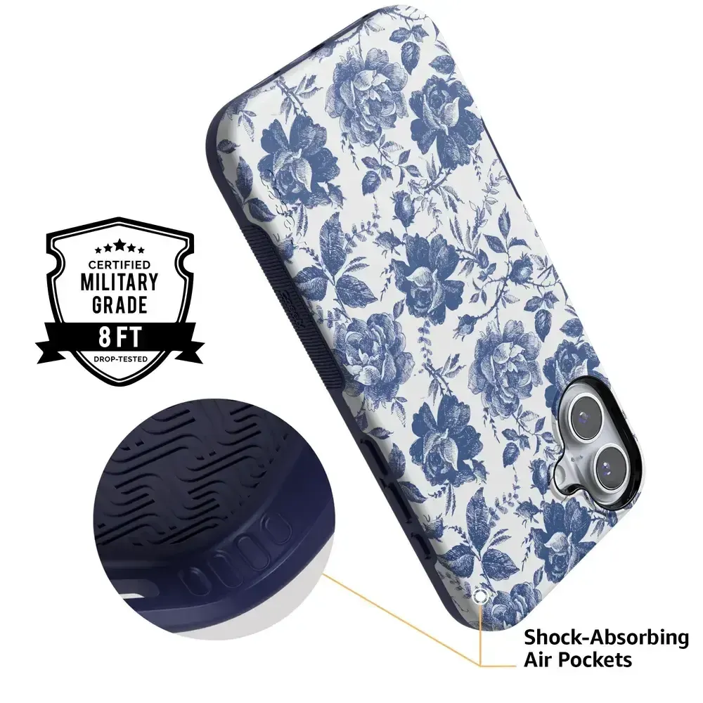 Trendy 2025 Rose to Fame | Blue & White Rose Floral Case  Stylish & Comfortable