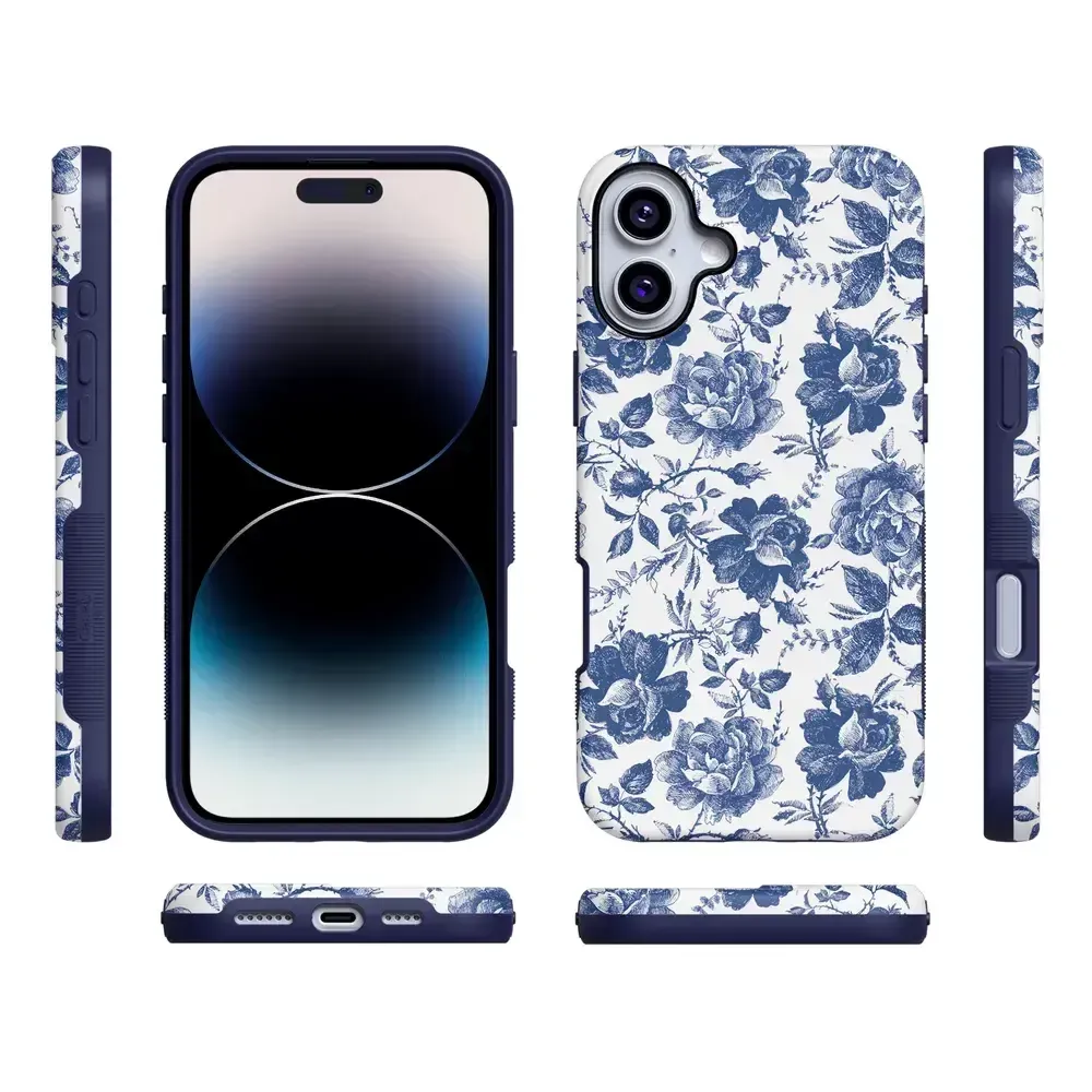 Trendy 2025 Rose to Fame | Blue & White Rose Floral Case  Stylish & Comfortable