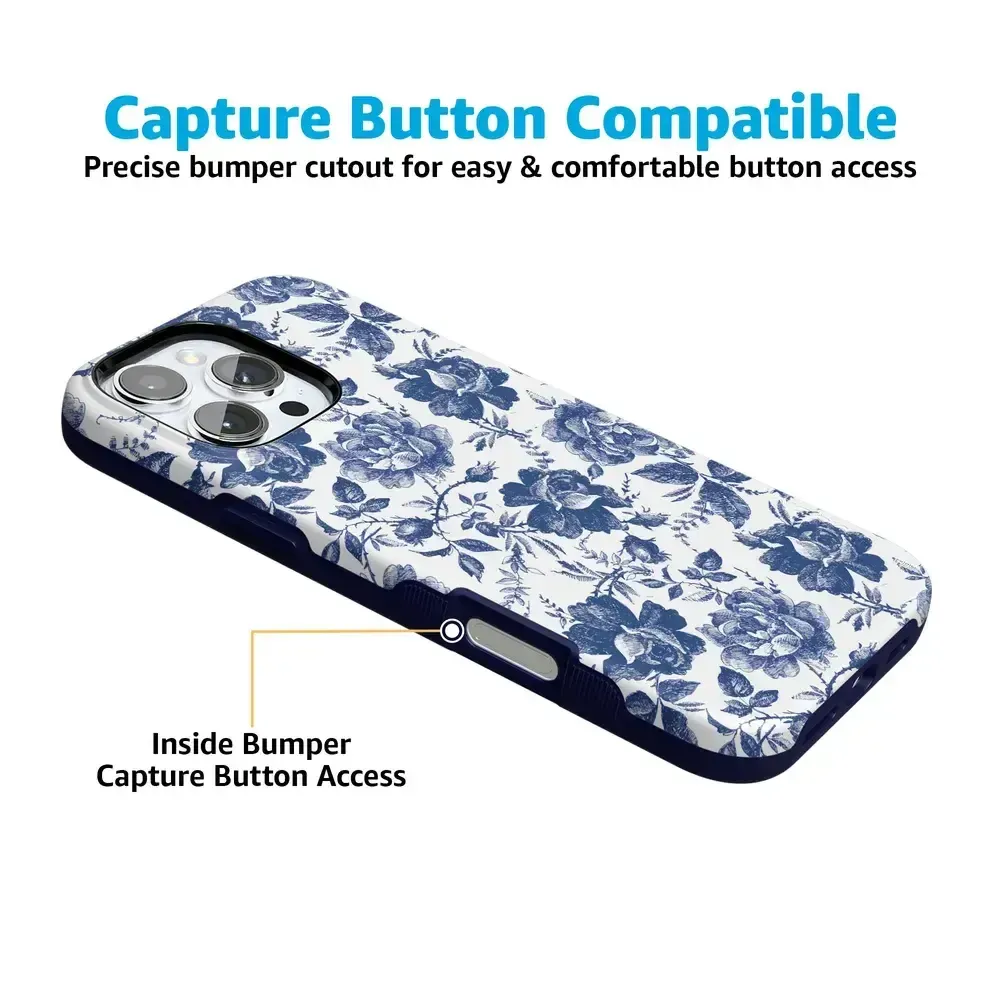 Trendy 2025 Rose to Fame | Blue & White Rose Floral Case  Stylish & Comfortable