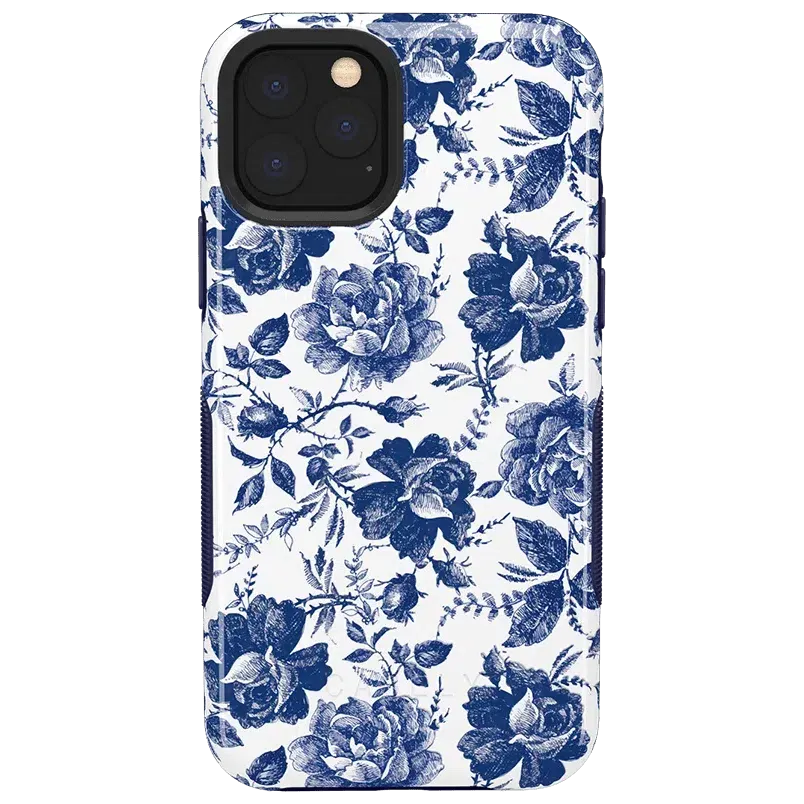 Trendy 2025 Rose to Fame | Blue & White Rose Floral Case  Stylish & Comfortable