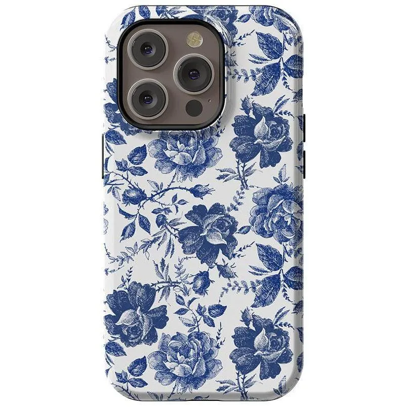 Trendy 2025 Rose to Fame | Blue & White Rose Floral Case  Stylish & Comfortable