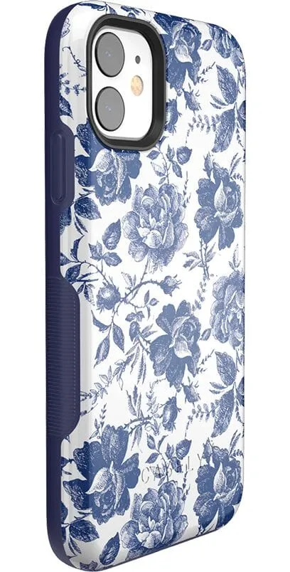 Trendy 2025 Rose to Fame | Blue & White Rose Floral Case  Stylish & Comfortable