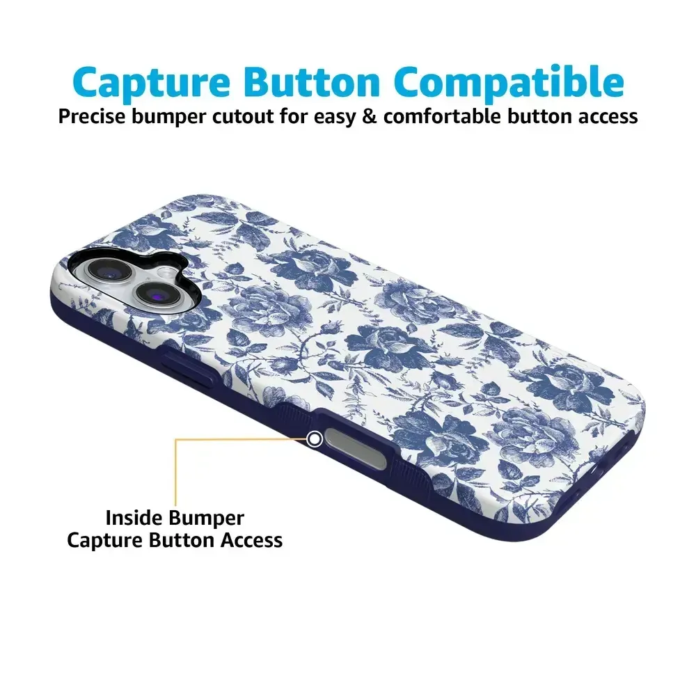 Trendy 2025 Rose to Fame | Blue & White Rose Floral Case  Stylish & Comfortable