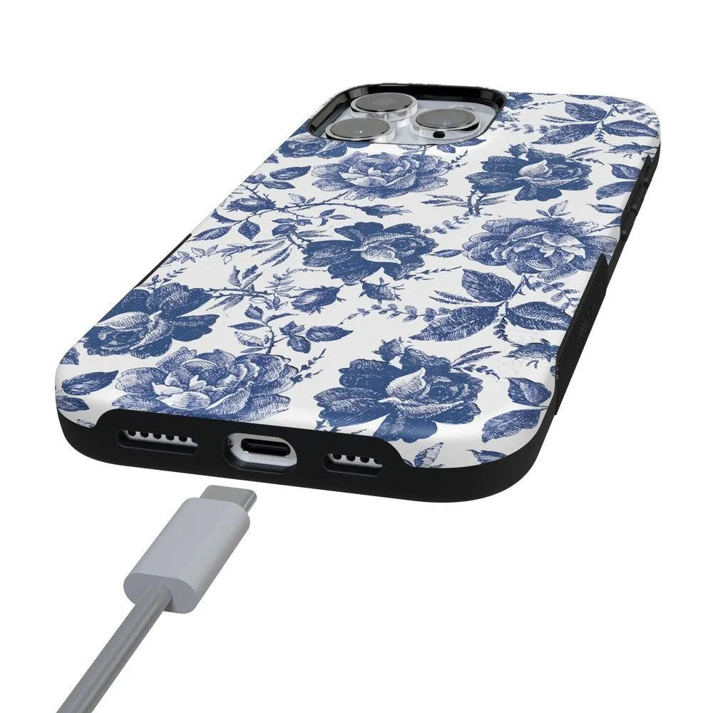 Trendy 2025 Rose to Fame | Blue & White Rose Floral Case  Stylish & Comfortable