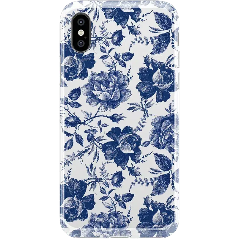 Trendy 2025 Rose to Fame | Blue & White Rose Floral Case  Stylish & Comfortable