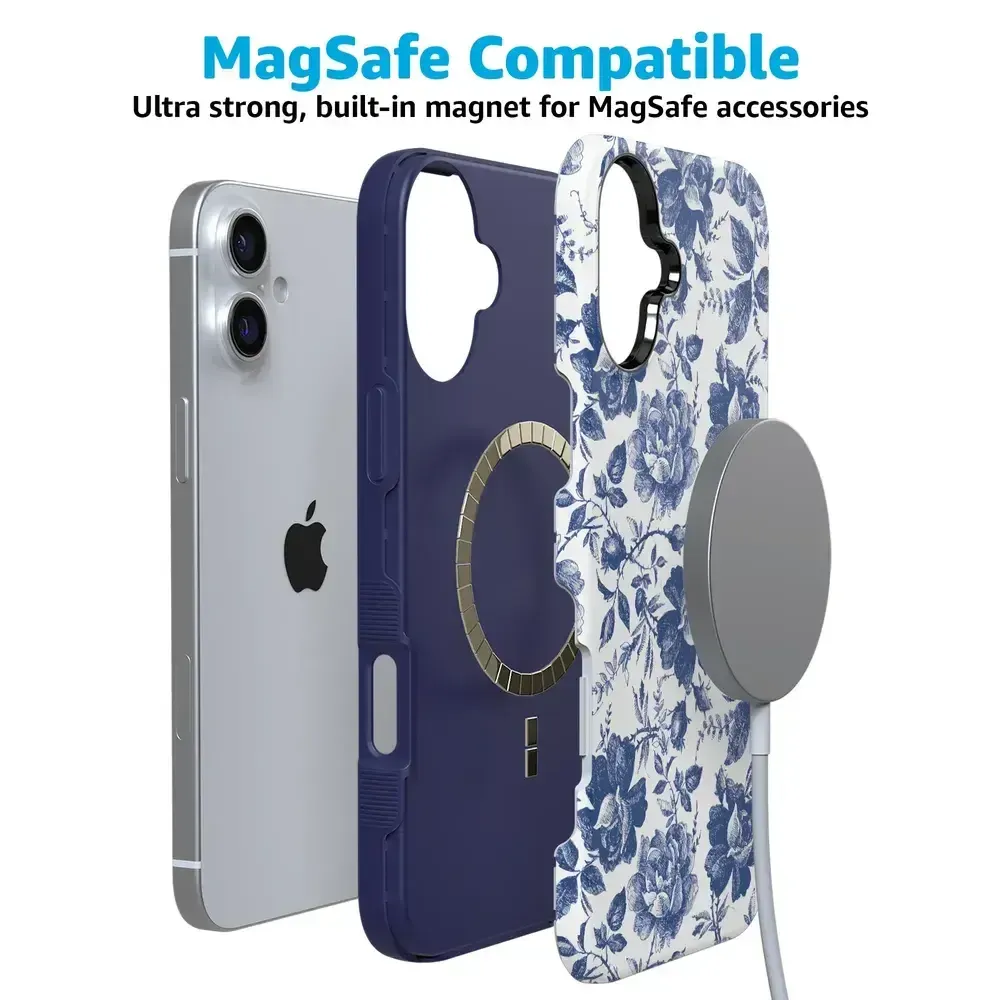 Trendy 2025 Rose to Fame | Blue & White Rose Floral Case  Stylish & Comfortable