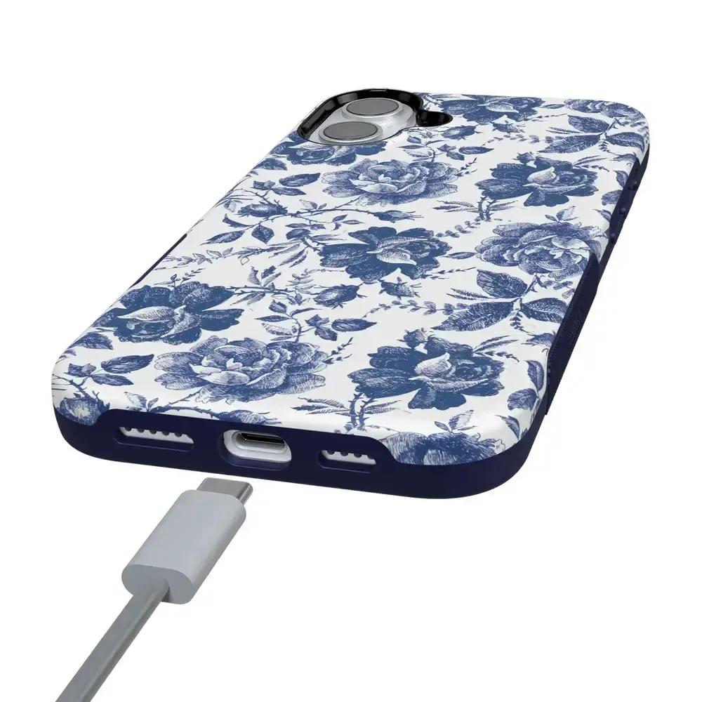 Trendy 2025 Rose to Fame | Blue & White Rose Floral Case  Stylish & Comfortable