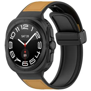 Trendy 2025 Samsung Galaxy Watch Ultra Leather Hybrid Strap (Light Brown)  Limited Stock!