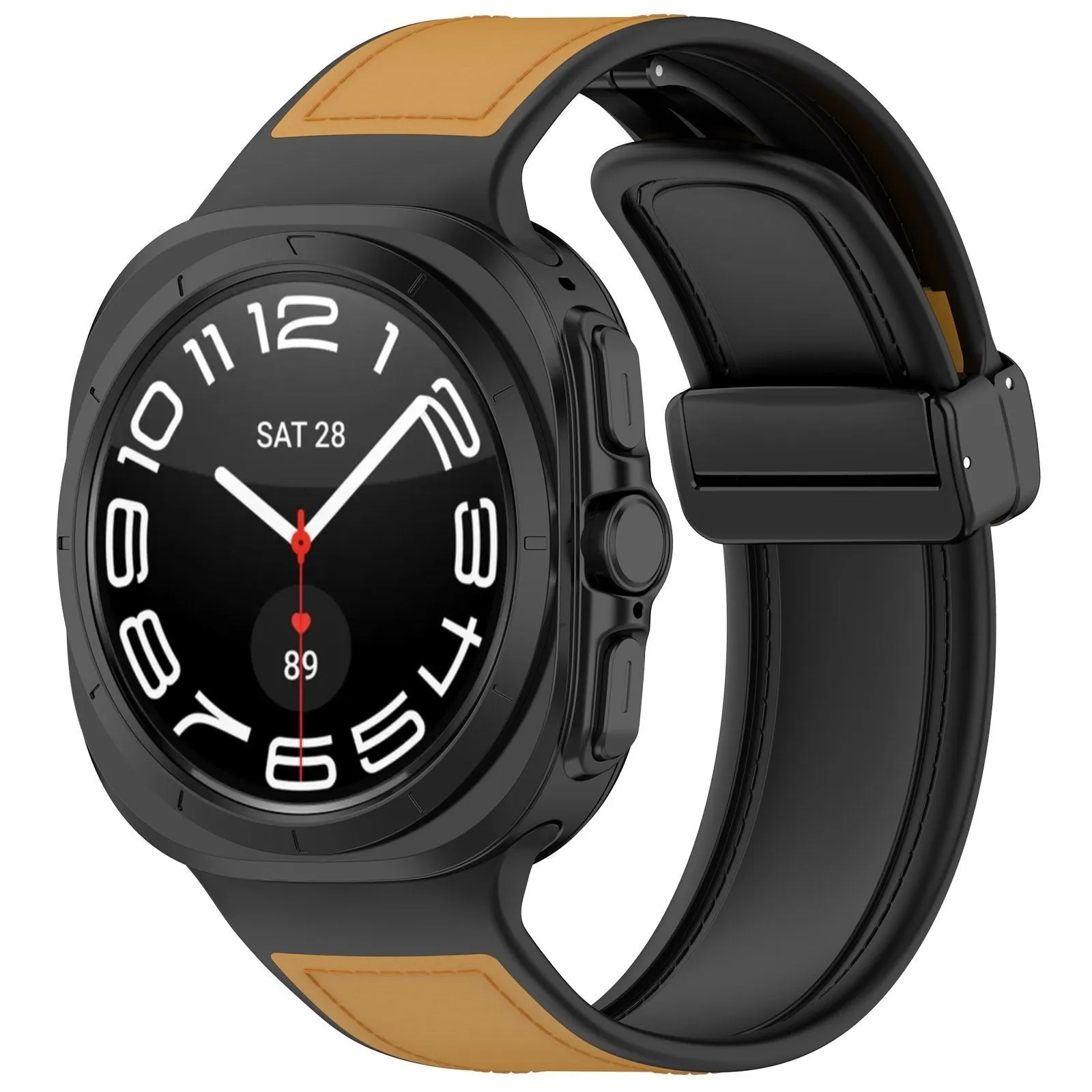Trendy 2025 Samsung Galaxy Watch Ultra Leather Hybrid Strap (Light Brown)  Limited Stock!