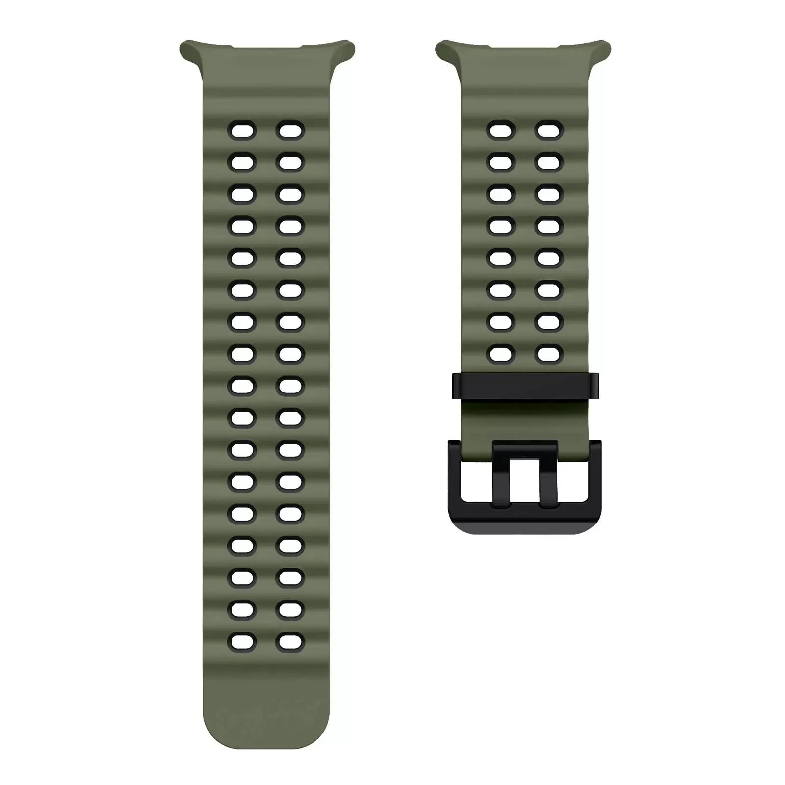 Trendy 2025 Samsung Galaxy Watch Ultra Wave Silicone Strap (Green/Black)  Today Only!