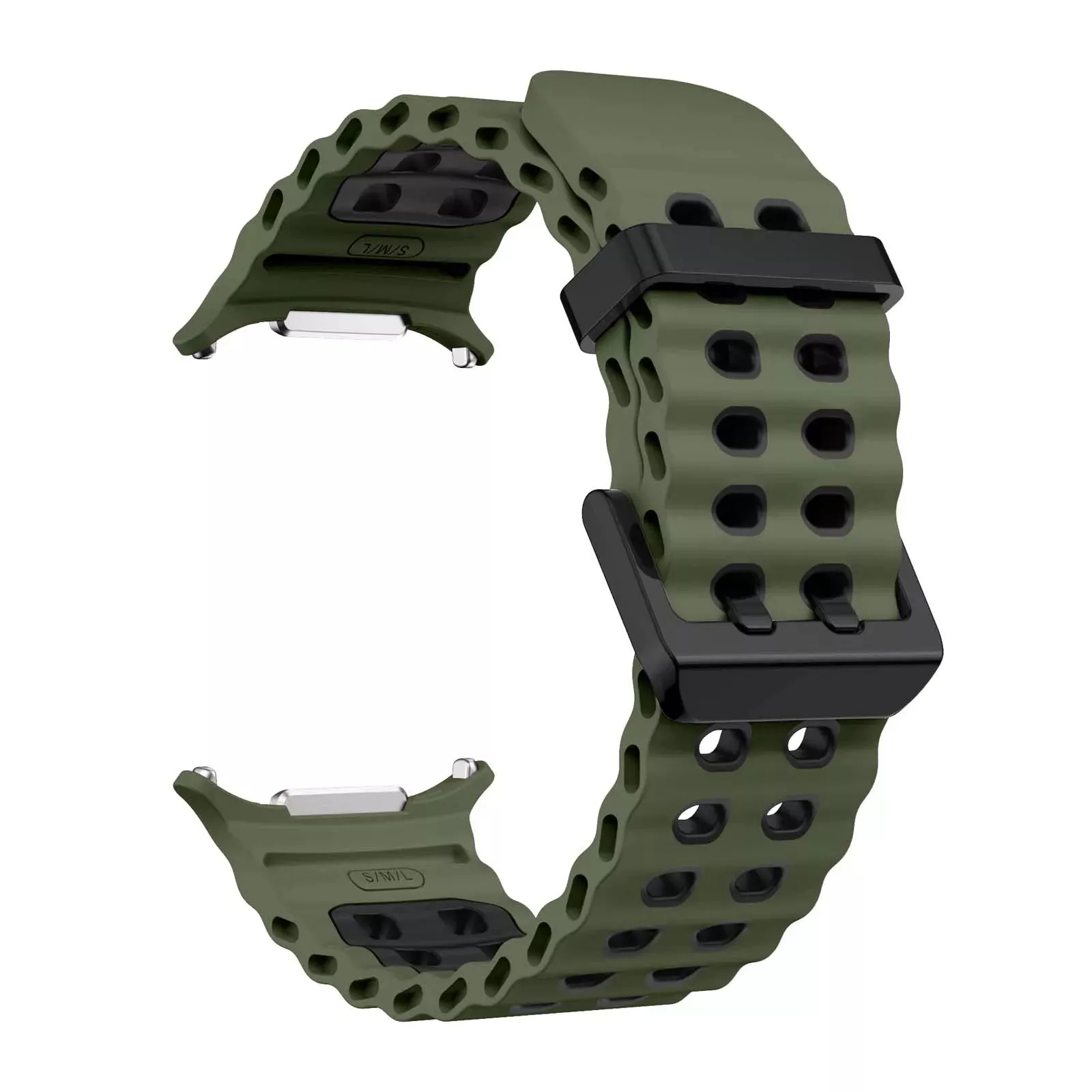 Trendy 2025 Samsung Galaxy Watch Ultra Wave Silicone Strap (Green/Black)  Today Only!