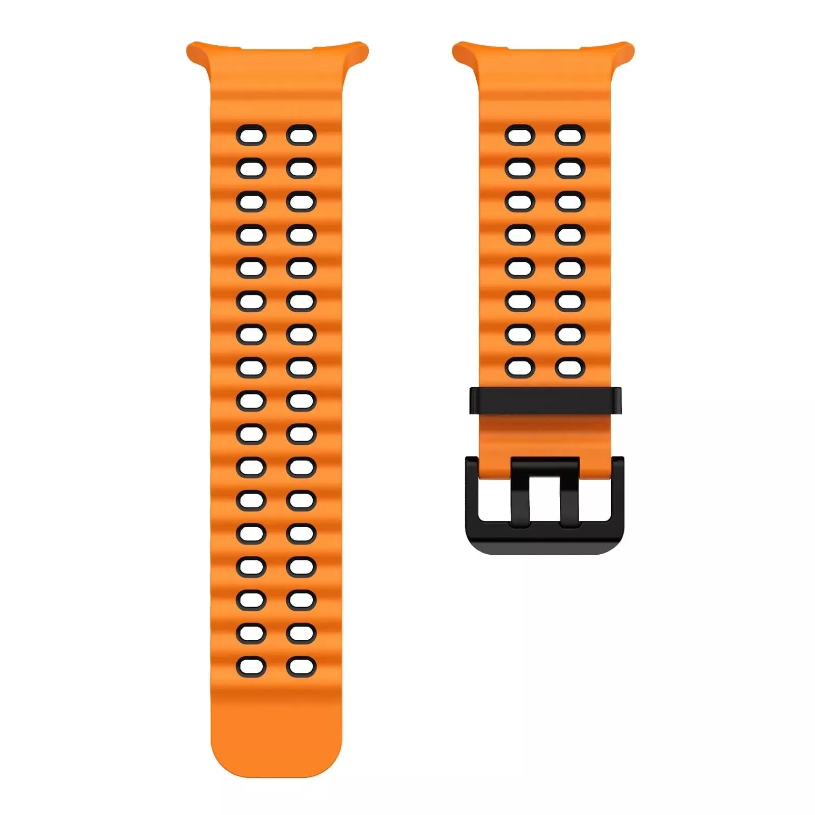 Trendy 2025 Samsung Galaxy Watch Ultra Wave Silicone Strap (Orange/Black)  Dont Miss Out!