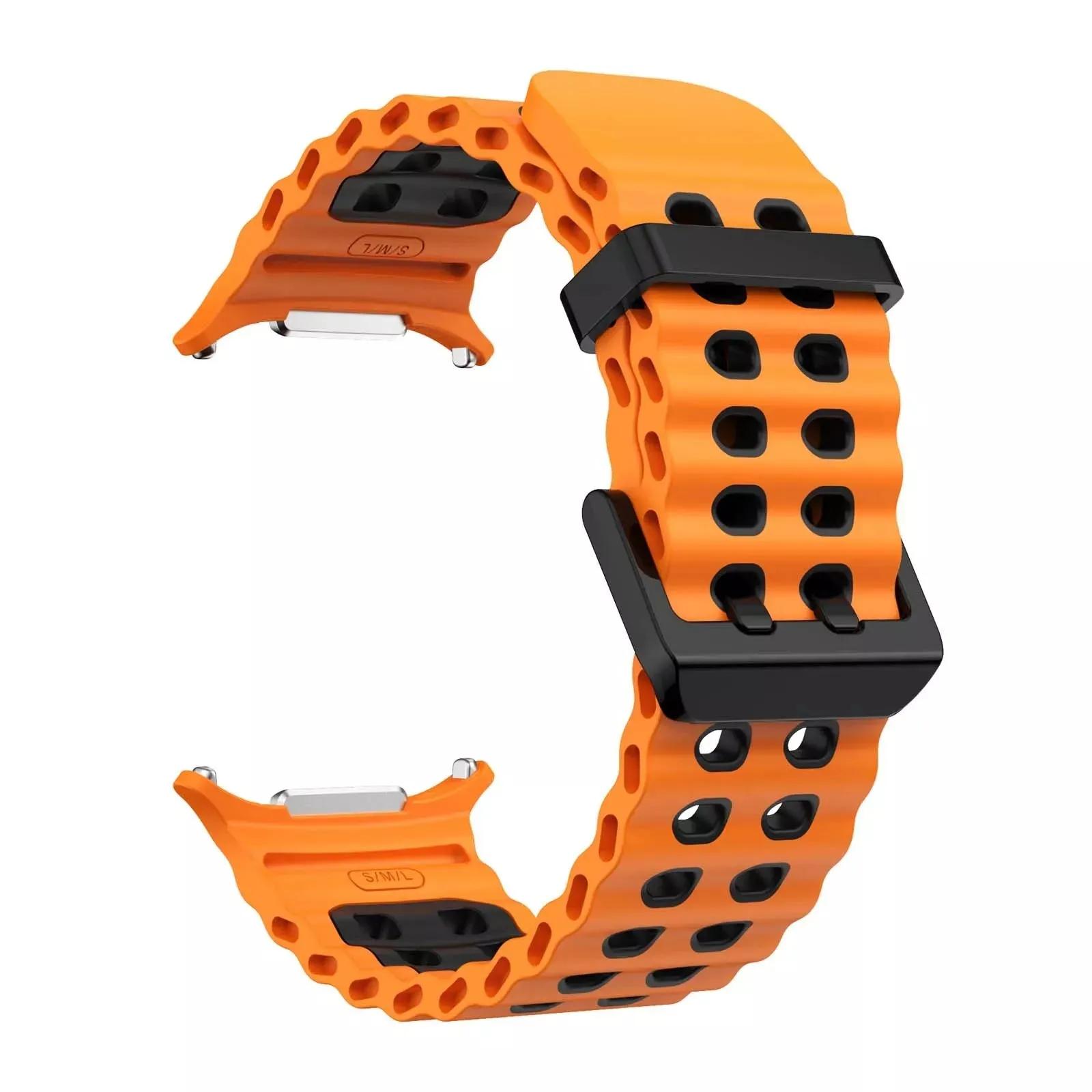 Trendy 2025 Samsung Galaxy Watch Ultra Wave Silicone Strap (Orange/Black)  Dont Miss Out!