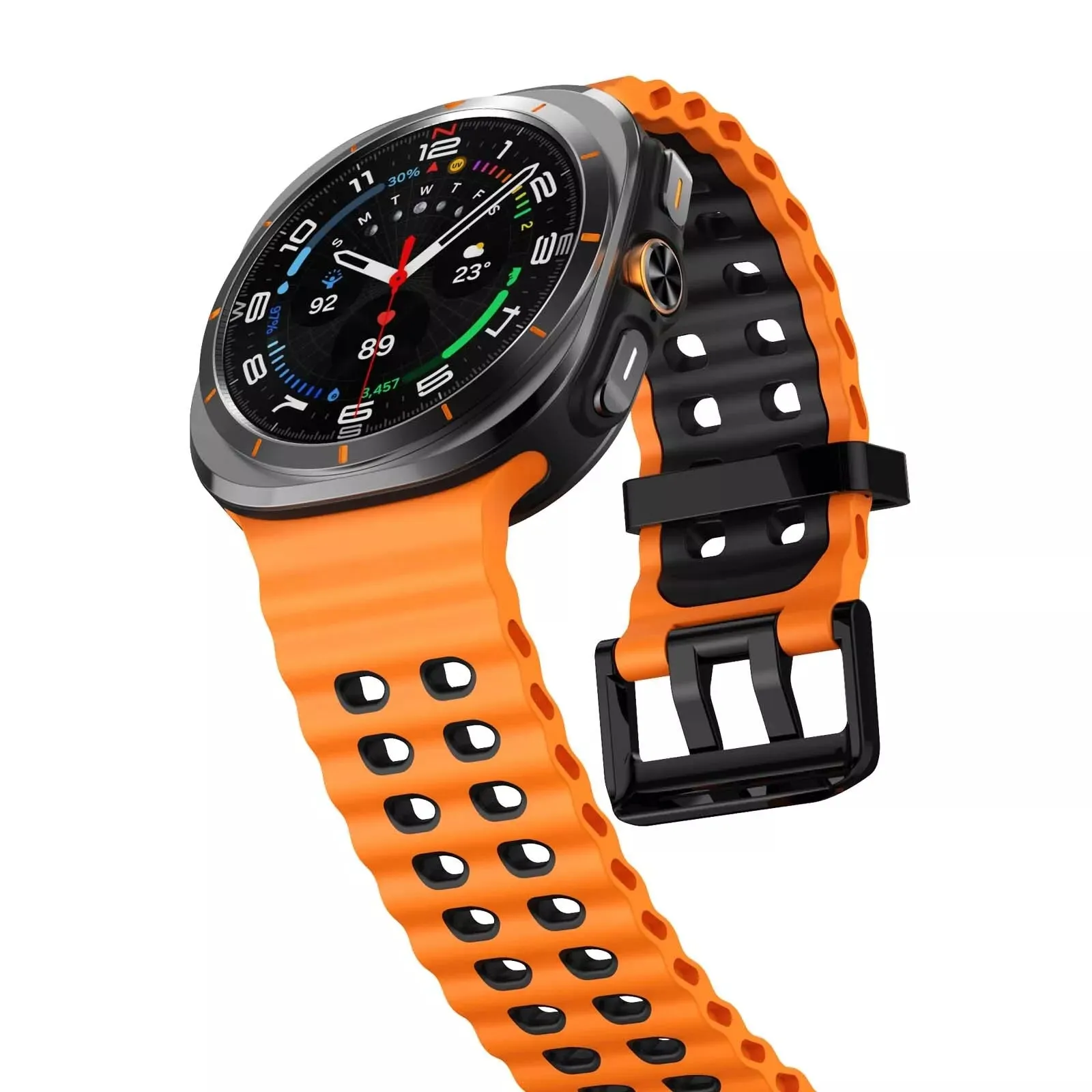 Trendy 2025 Samsung Galaxy Watch Ultra Wave Silicone Strap (Orange/Black)  Dont Miss Out!