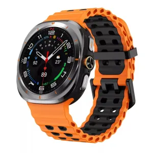 Trendy 2025 Samsung Galaxy Watch Ultra Wave Silicone Strap (Orange/Black)  Dont Miss Out!