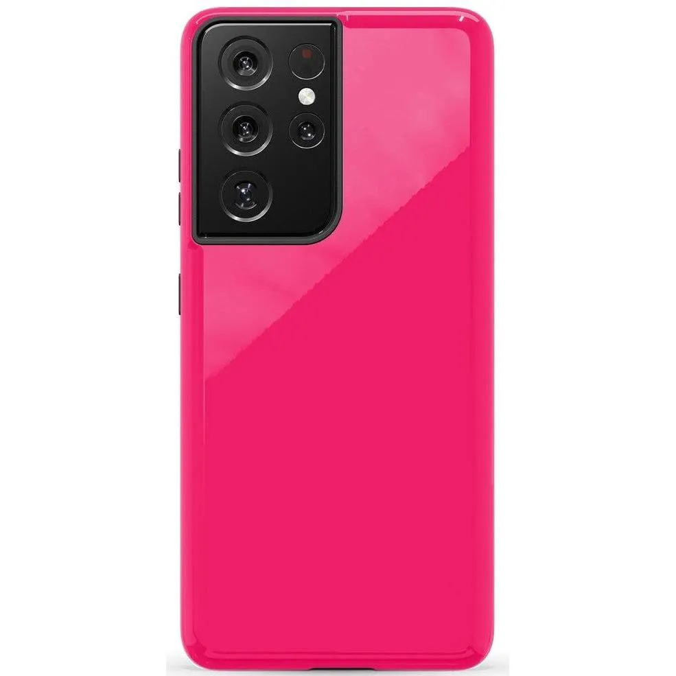 Trendy 2025 Think Pink | Solid Neon Pink Samsung Case  Going Fast!