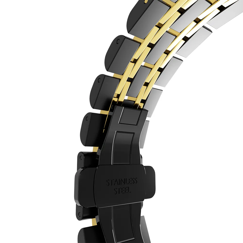 Trendy 2025 Xiaomi Amazfit GTS Steel Link Strap Duo (Black/Gold)  Limited Availability!