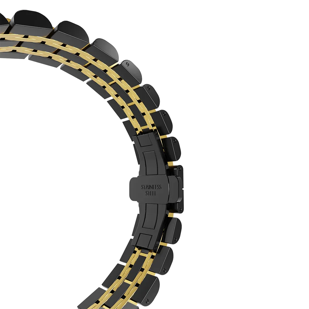 Trendy 2025 Xiaomi Amazfit GTS Steel Link Strap Duo (Black/Gold)  Limited Availability!