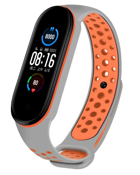 Trendy 2025 Xiaomi Mi Band 5 Sport Strap (Grey/Orange)  Ends Soon!