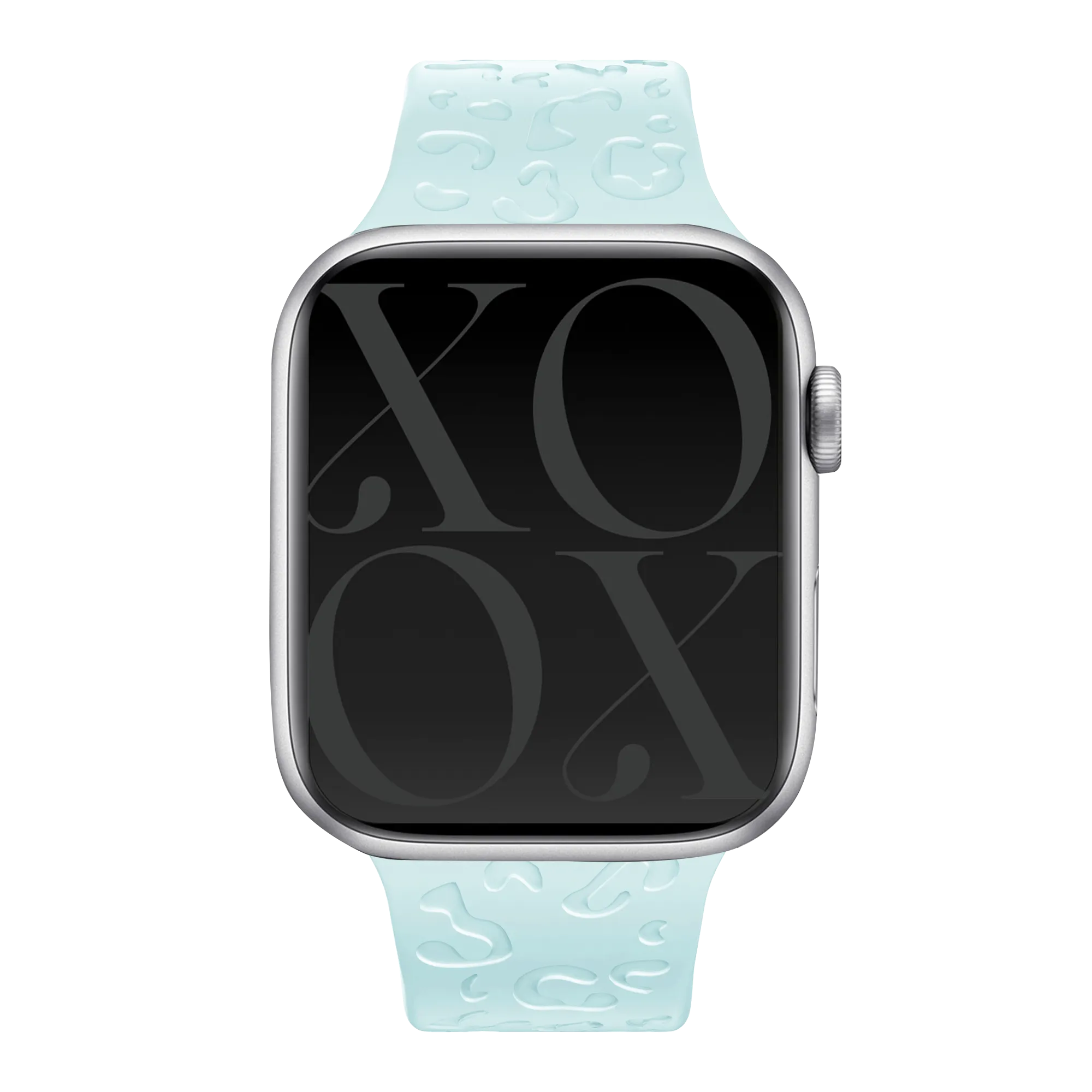 Trendy 2025 xoxo Wildhearts Apple Watch Silicone Strap Leopard Print (Baby Blue)  Almost Gone!