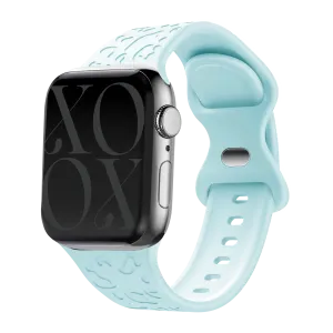 Trendy 2025 xoxo Wildhearts Apple Watch Silicone Strap Leopard Print (Baby Blue)  Almost Gone!
