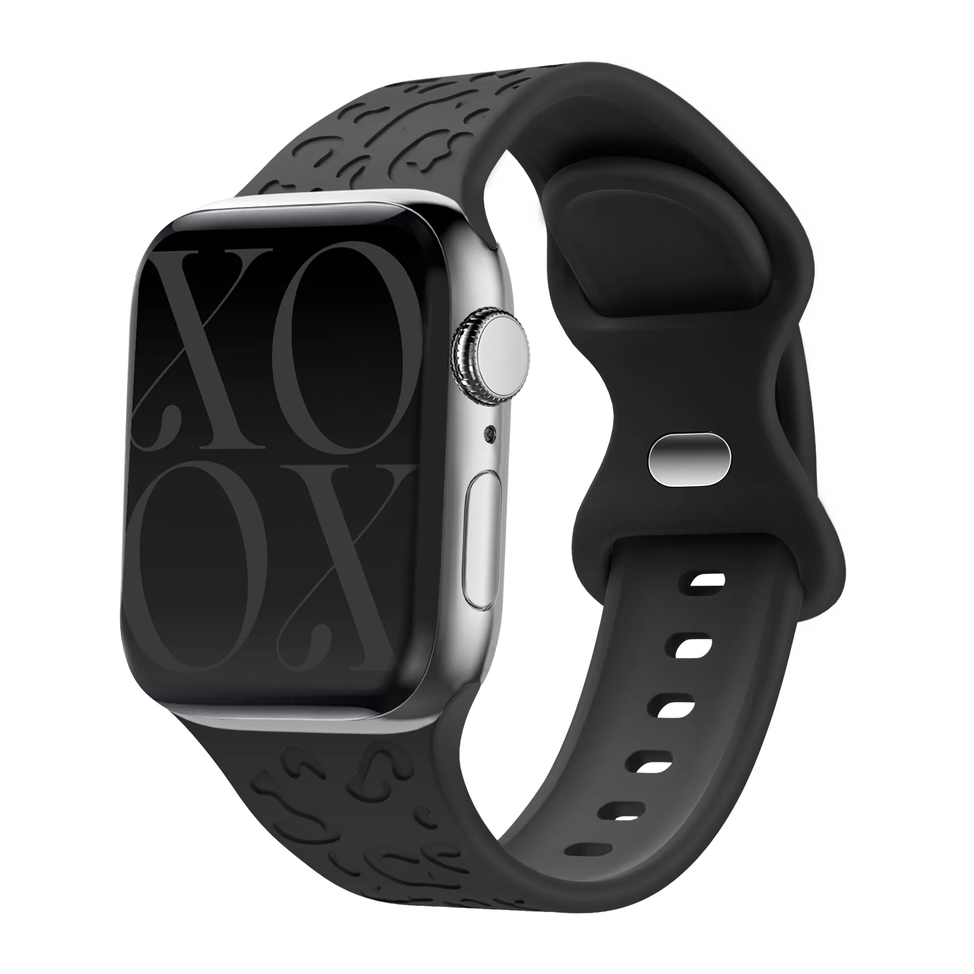 Trendy 2025 xoxo Wildhearts Apple Watch Silicone Strap Leopard Print (Black)  Stylish & Comfortable