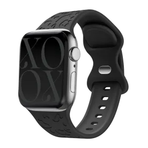 Trendy 2025 xoxo Wildhearts Apple Watch Silicone Strap Leopard Print (Black)  Stylish & Comfortable