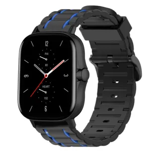 VIP Favorite Amazfit GTS 2 Silicone Strap Tough (Black/Blue)  Today Only!