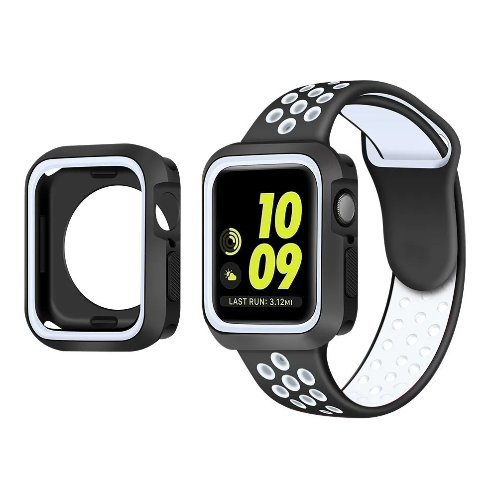 VIP Favorite Apple Watch 7 Sport Strap   TPU Case (White/Black)  Limited Stock!