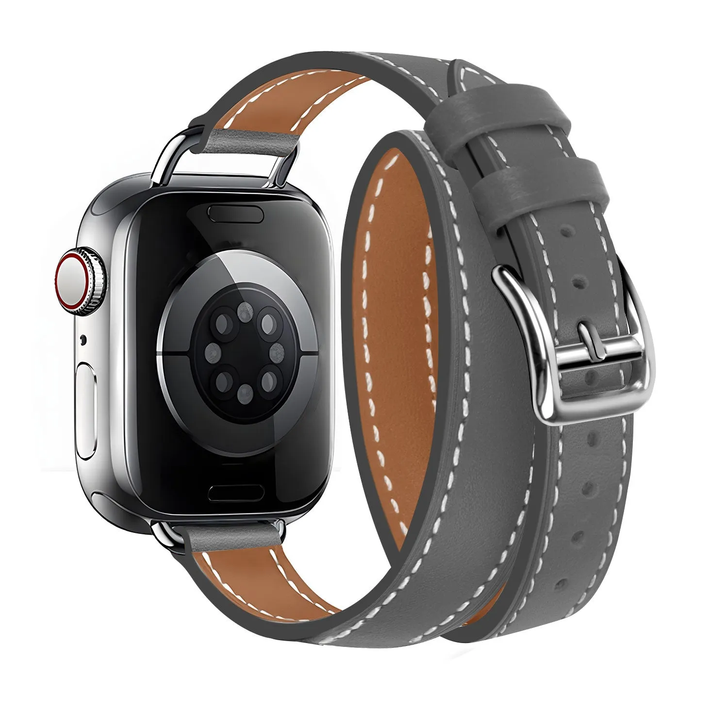 VIP Favorite Apple Watch Leather Double Tour Strap (Grey)  Dont Miss Out!