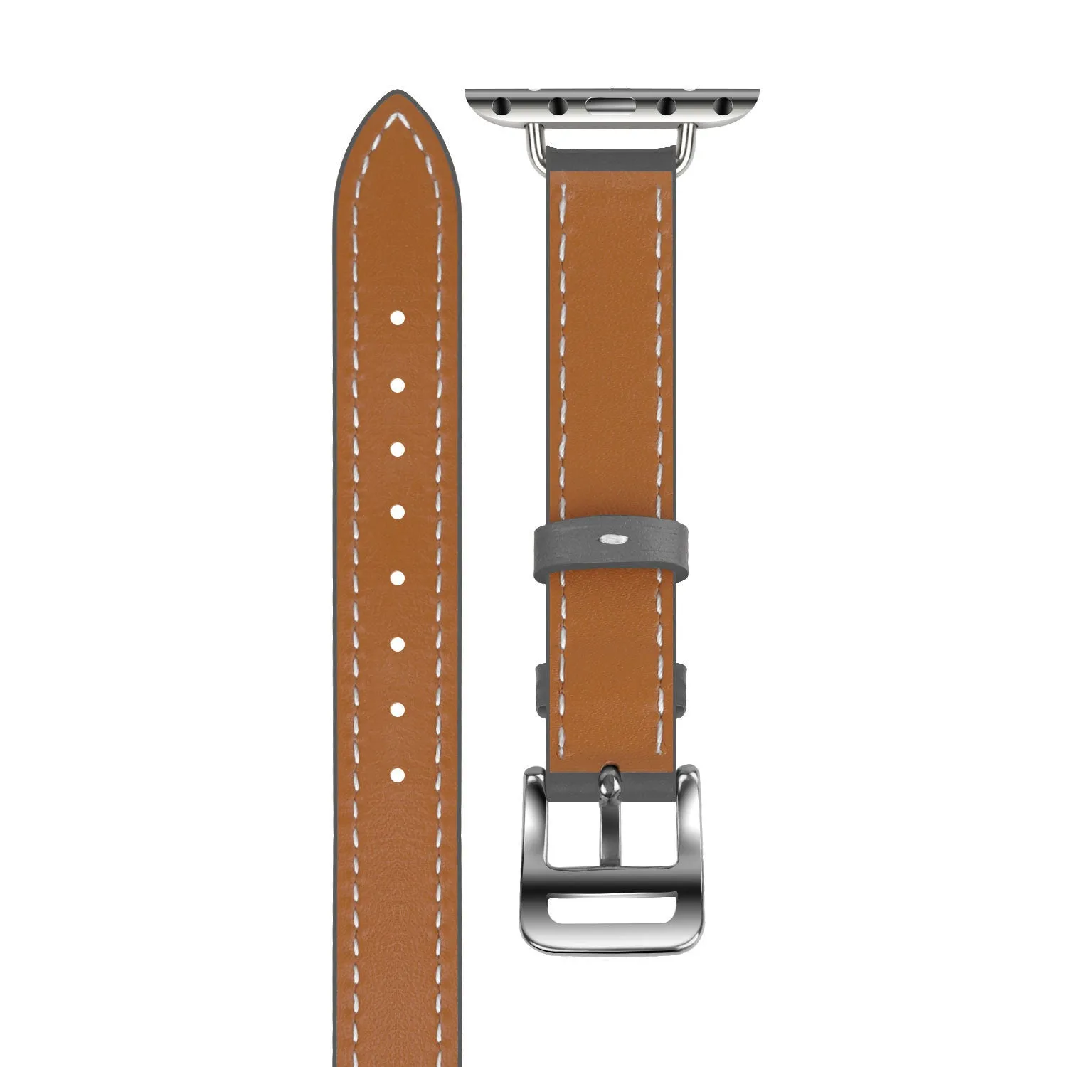 VIP Favorite Apple Watch Leather Double Tour Strap (Grey)  Dont Miss Out!