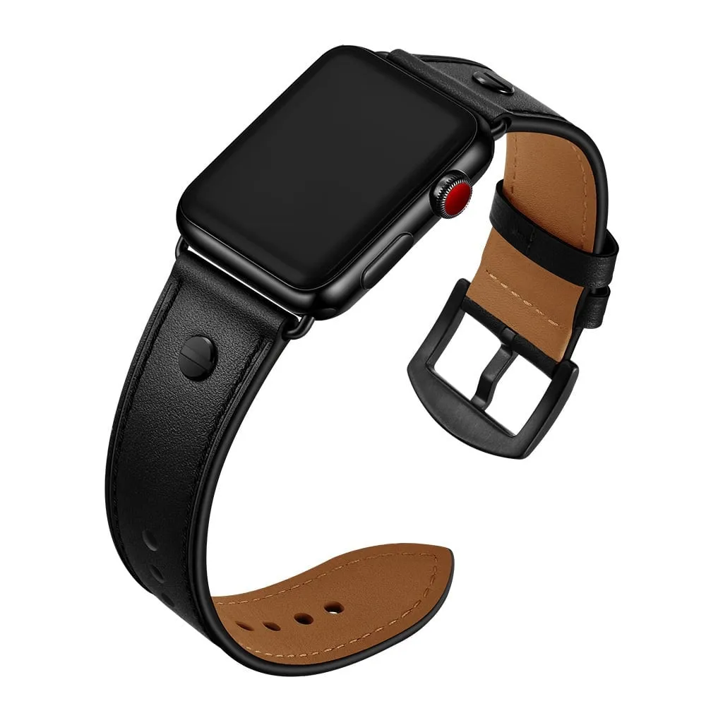 VIP Favorite Apple Watch Leather Strap with Screw (Black)  Last Chance!