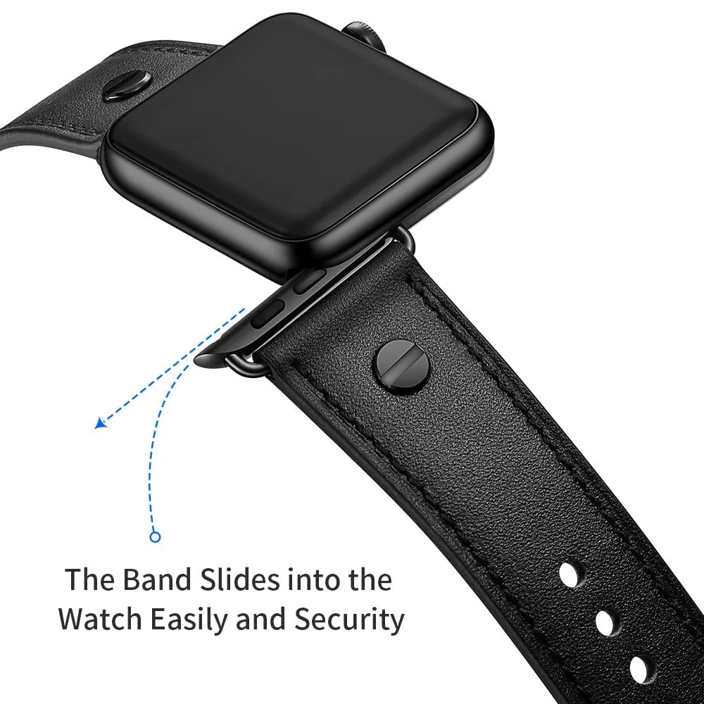 VIP Favorite Apple Watch Leather Strap with Screw (Black)  Last Chance!