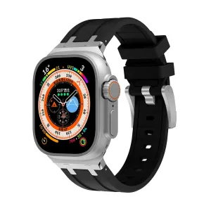 VIP Favorite Apple Watch Luxury Liquid Silicone Strap (Black/Silver)  Almost Sold Out!