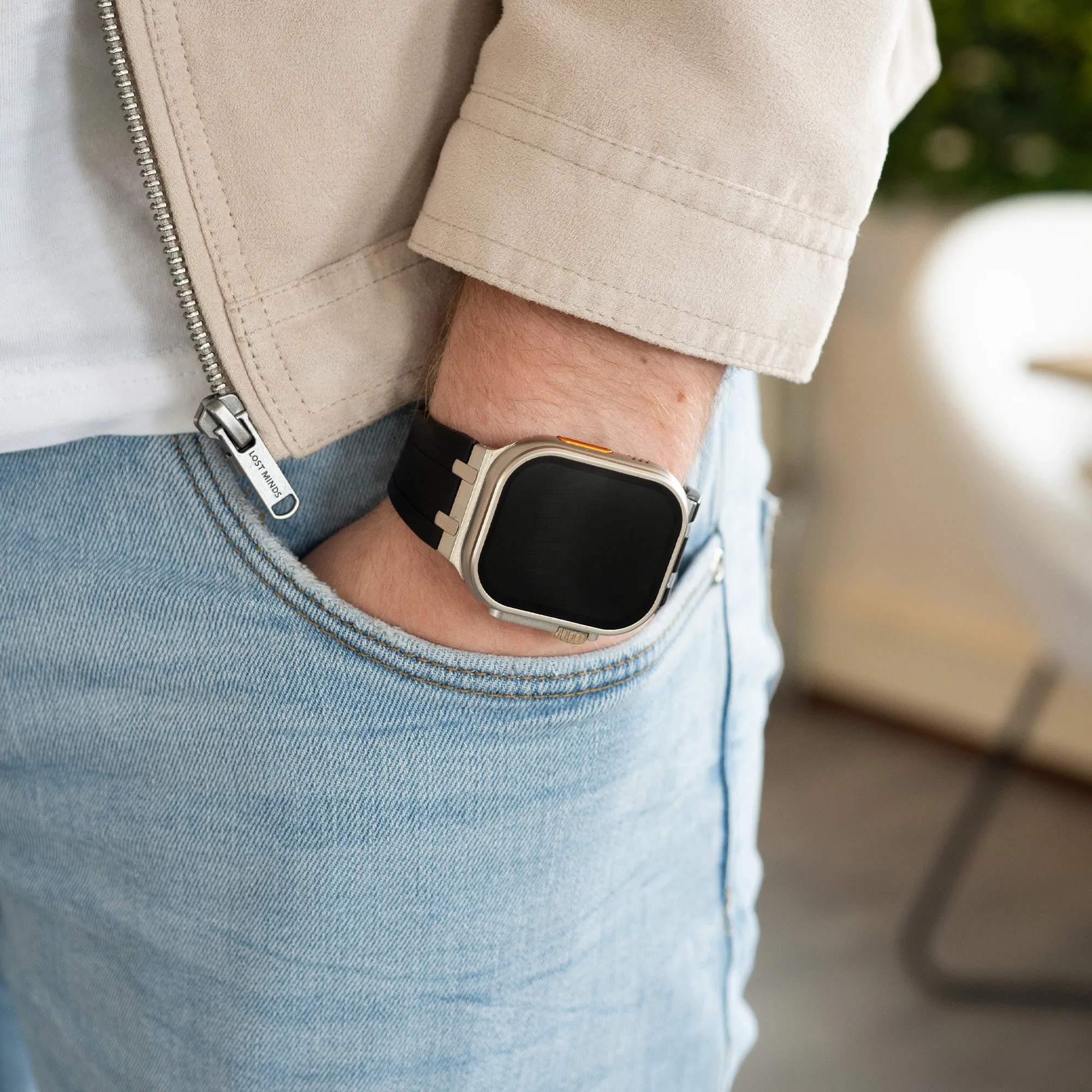 VIP Favorite Apple Watch Luxury Liquid Silicone Strap (Black/Silver)  Almost Sold Out!