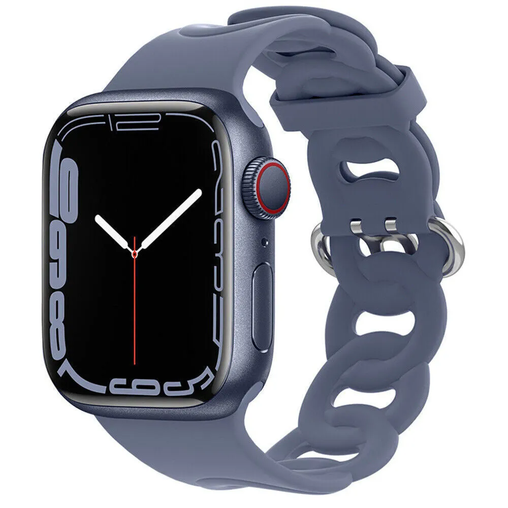 VIP Favorite Apple Watch Silicone Chain Strap (Grey-Blue)  Last Few Pieces!
