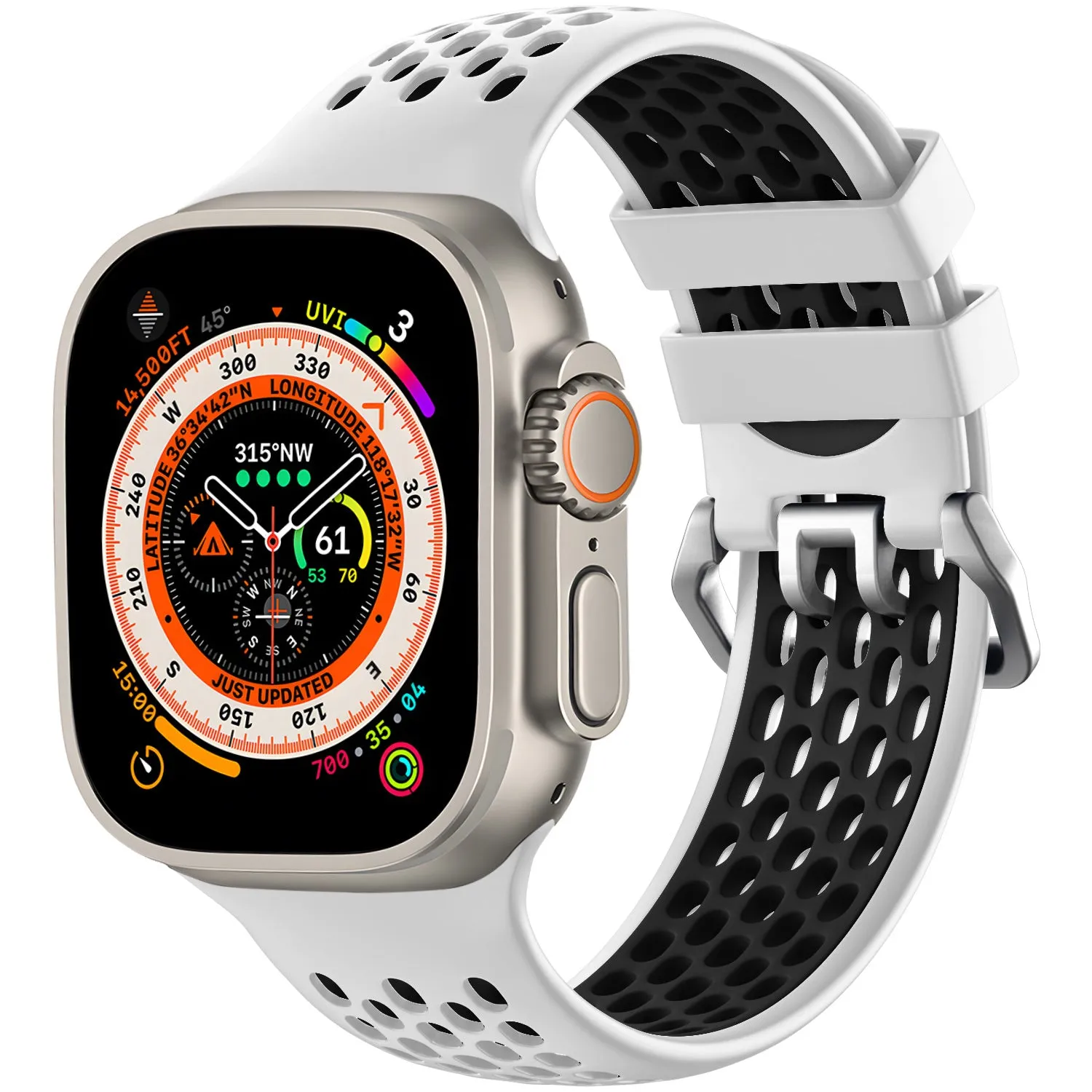 VIP Favorite Apple Watch Sport Strap with Buckle (White/Black)  Stylish & Comfortable