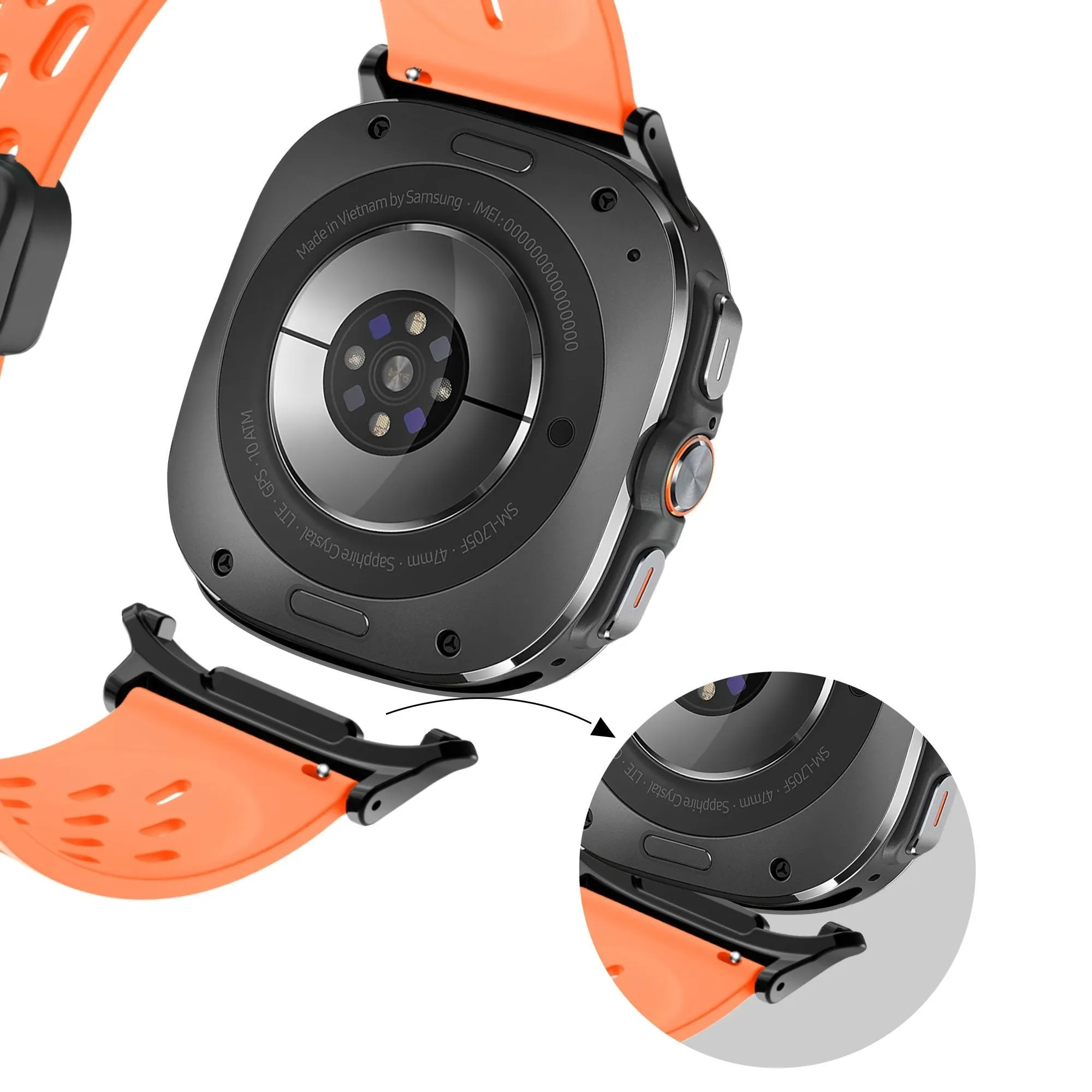 VIP Favorite Bandz Samsung Galaxy Watch Ultra D-buckle Sport Strap 'Air' (Orange)  Going Fast!