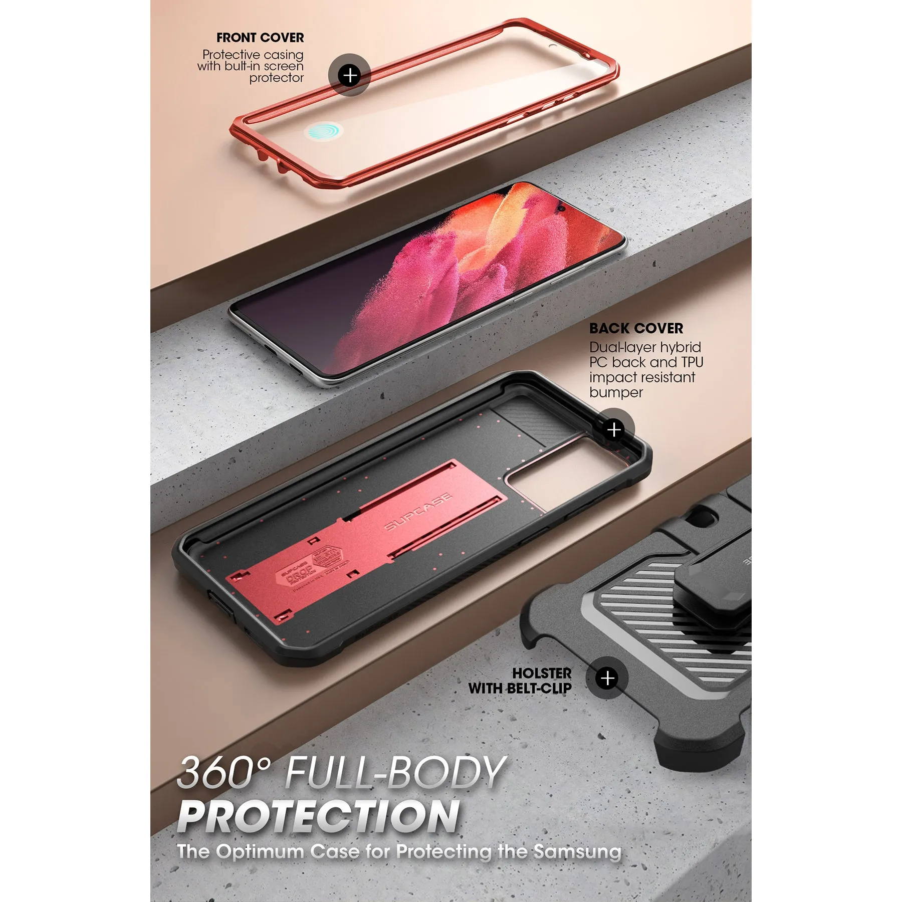VIP Favorite Galaxy S21 FE Unicorn Beetle PRO Rugged Case-Metallic Red  Last Chance!