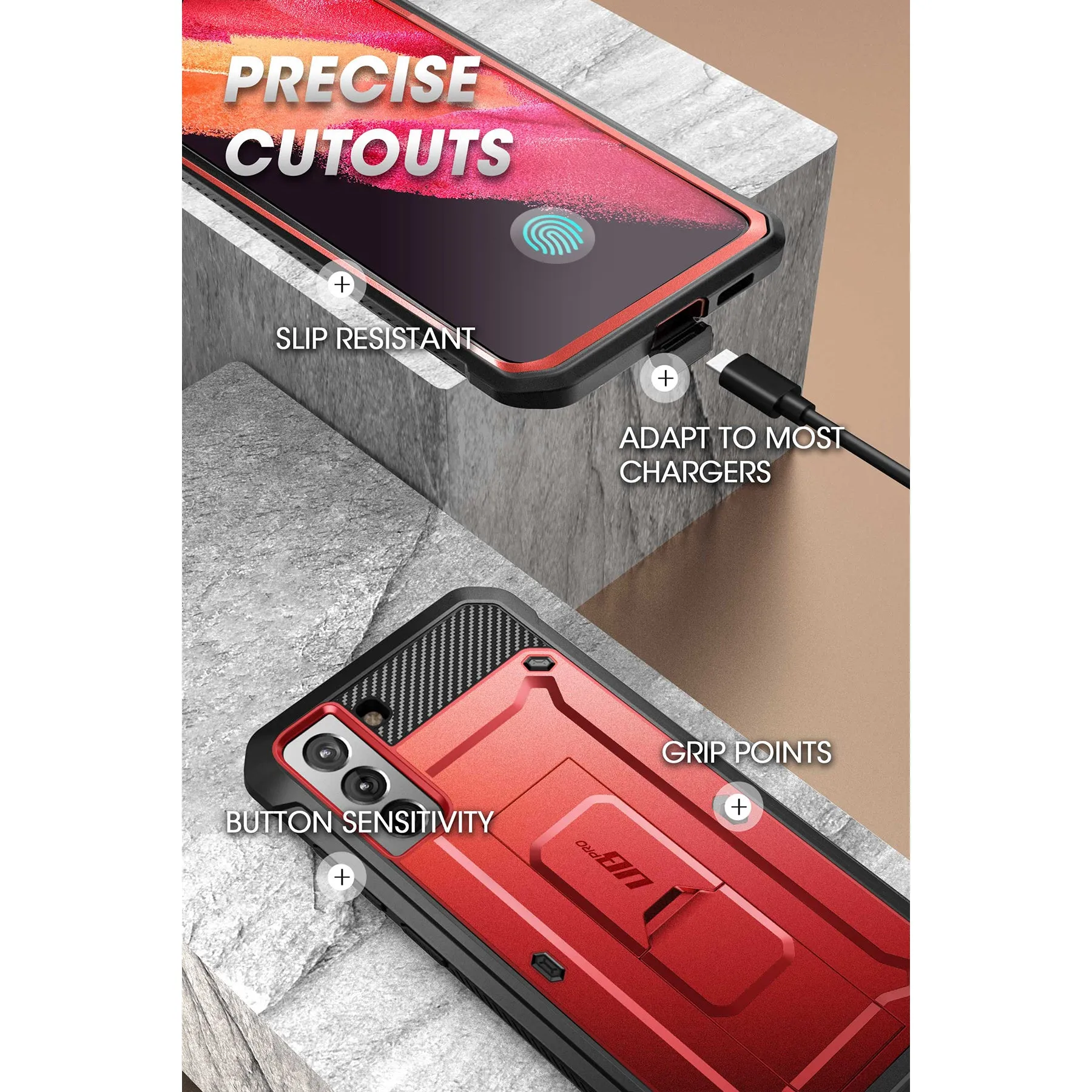 VIP Favorite Galaxy S21 FE Unicorn Beetle PRO Rugged Case-Metallic Red  Last Chance!